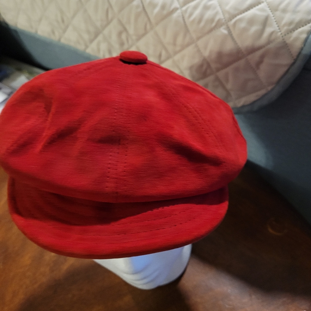 Newsboy Bakerboy Gatsby Cap Red Suede Medium - Picture 11 of 12